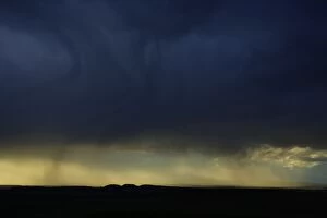 Evening rain storm in spring, over Hadrians Wall, view point Plenmeller Common, looking north towards wall