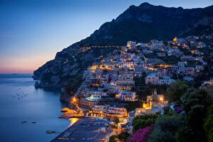 Evening view along the Amalfi coast of