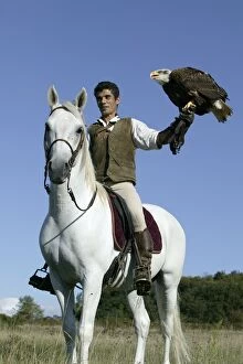 Images Dated 24th September 2004: Falconry - man on horse with Fish Eagle