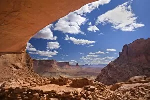 False Kiva - ancient indian ruin tucked into an alcove of rock with a breathtaking panoramic view over canyons