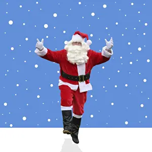 Jd 13691 Prints: Father Christmas / Santa Claus in illustrated snow scene