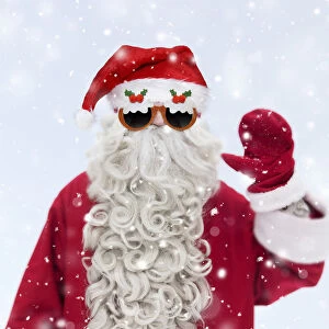 Beard Gallery: Father Christmas / Santa waving wearing Christmas