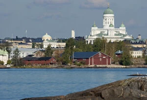 Finland, Helsinki. Views of city from harbor