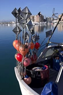 Fishing boat - Fishing gear on boat Vinaros harbour in Spain