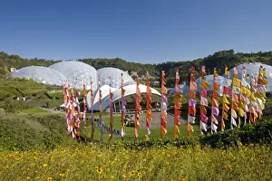 Flags Prints: Flags outside Alpine hut Eden Project Bodelva St Austell Cornwall UK