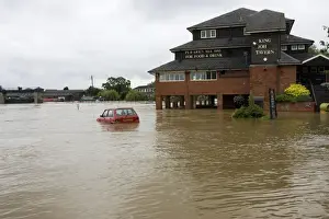 Floods Prints: Flooding - Car submerged in marina car park in flooded River Avon
