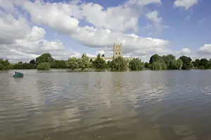 Floods Prints: Flooding - Tewkesbury Abbey inundated by unprecedented flooding of the Rivers Severn