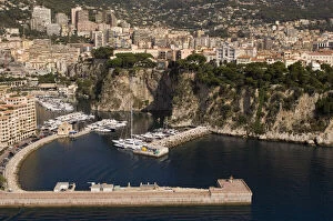 Fontvieille harbour and Monaco, View