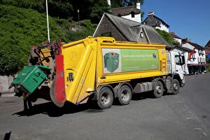 Images Dated 17th June 2010: Food waste recycling lorry collecting hotel food waste Lynmouth Devon UK