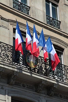 France, Paris, French national flags