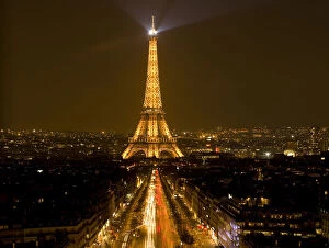 France, Paris. Nighttime view of Eiffel
