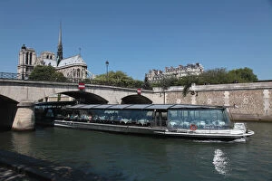 France, Paris, Tour boat on River Seine
