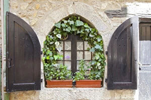 France, Provence, Vence. Close-up of window