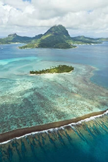 French Polynesia, Bora Bora aerial. In
