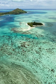 French Polynesia. Bora Bora aerial. Motu