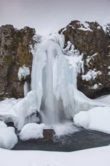 Frozen waterfall Kirkjufjellsfoss - Iceland