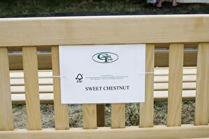 Garden bench made of sweet chestnut carrying FSC trademark