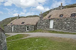 Cottages Prints: Gearrannan Black house Village - Restored thatched cottages - Carloway - Lewis Outer Hebrides - Scotland