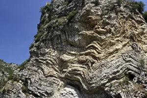 Layers Prints: Geology - Rock formations, showing rock layers/ folds. Remuzat - Drome - France