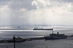 Images Dated 23rd June 2007: Gibraltar - cargo ships in the port. Strait of Gibraltar - Spain