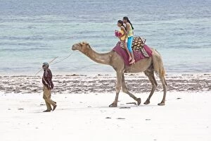 Two girl Tourists riding Camel