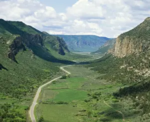 Road Prints: Glacial U-shaped Valley - carved in Precambrian rocks - Unaweep Canyon Colorado - USA