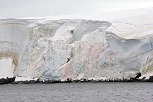 Glacier - showing algae growing in the ice colored