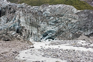 Images Dated 25th February 2007: Glacier - stream in glacial valley below Fox Glacier. Westland World Heritage Park - South Island