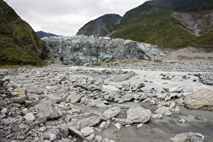 Images Dated 25th February 2007: Glacier - stream in glacial valley below Fox Glacier. Westland World Heritage Park - South Island