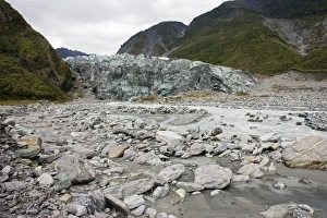 Images Dated 25th February 2007: Glacier - stream in glacial valley below Fox Glacier. Westland World Heritage Park - South Island