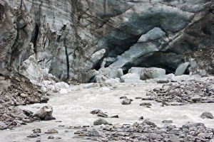 Images Dated 25th February 2007: Glacier - stream in glacial valley below Fox Glacier. Westland World Heritage Park - South Island