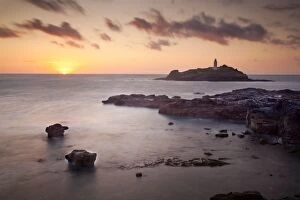 Images Dated 26th August 2011: Godrevy Lighthouse - sunset - Cornwall - UK