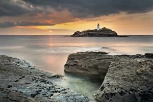 Images Dated 18th April 2017: Godrevy - Sunset - Cornwall - UK
