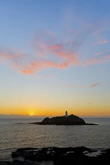 Images Dated 13th August 2012: Godrevy - Sunset - Cornwall - UK