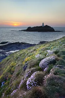 Landscapes Prints: Godrevy at sunset - Cornwall - UK