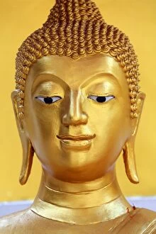 Images Dated 16th April 2014: Gold Buddha statue head and face at Wat Panping Temple i