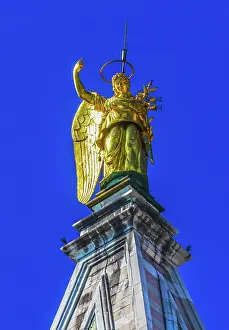 Classic Prints: Golden Archangel Gabriel Statue Campanile Bell Tower