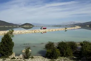 Lorries Prints: Goltarla nr Elmali - main road leading across the lakes at Goltarla nr Elmali - Southern Turkey - May
