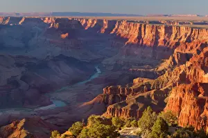 Grand Canyon - panoramic view from Grandview Point into the Grand Canyon and the Colorado River - dusk - Grand Canyon National Park - South Rim - Arizona - USA