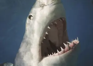 Jaws Prints: Great White Shark VT 8195 Close-up of head with mouth open showing teeth	- South Australia Carcharodon carcharias