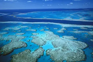 Hardy Reef separated from Hook Reef by a deep channel, Great Barrier Reef Marine Park (World Heritage Area), Queensland, Australia JPF34060