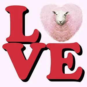 Shaped Prints: Heart shaped ewe as the letter O the word Love