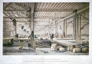 Historic Litho Print - Railway goods depot cranes