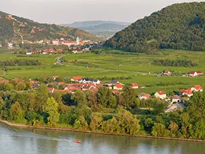 Historic Prints: Historic town Durnstein located in wine-growing area