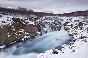 Hlauptungufoss Waterfall winter