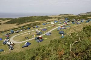 Images Dated 7th August 2006: Holiday tents and caravans on sloping fields on cliffs