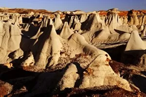 Images Dated 18th February 2009: Hoodoos - eroded clay sculptures with rocks balanced on their tops located amidst badlands - Bisti