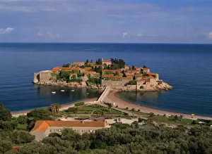 Hotels Prints: Hotel Island Sveti Stefan famous hotel island Sveti Stefan located at the Adriatic coast Milocer