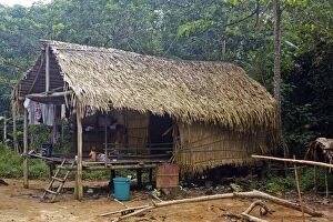 House on stilts on a hillside Amazon river basin
