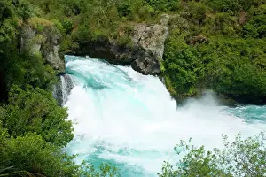 Power Prints: Huka Falls water masses of Waikato river rushing down Huka Falls Taupo